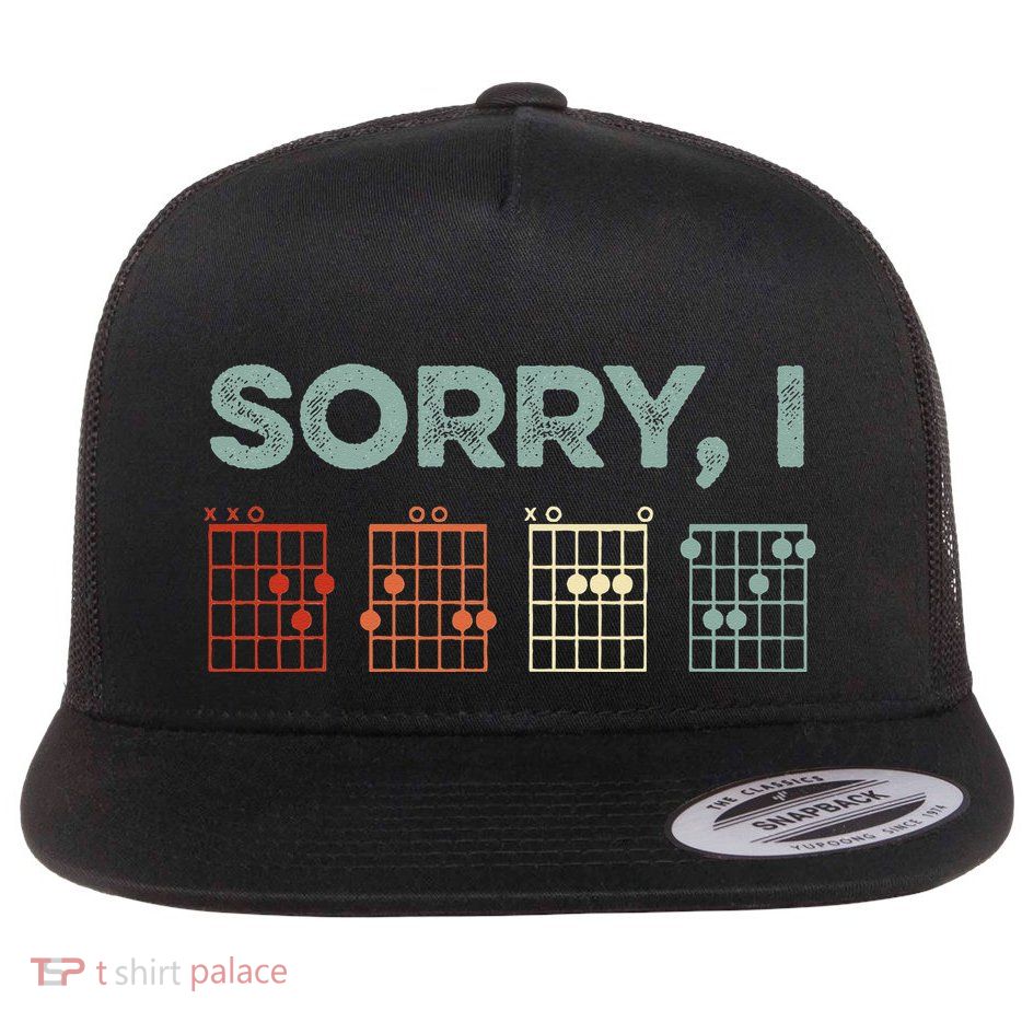 Sorry IDGAF Hidden Message Guitar Chords Music Note Flatbill Hat