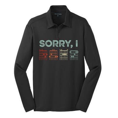 Sorry IDGAF Hidden Message Guitar Chords Music Note Silk Touch Performance Long Sleeve Polo