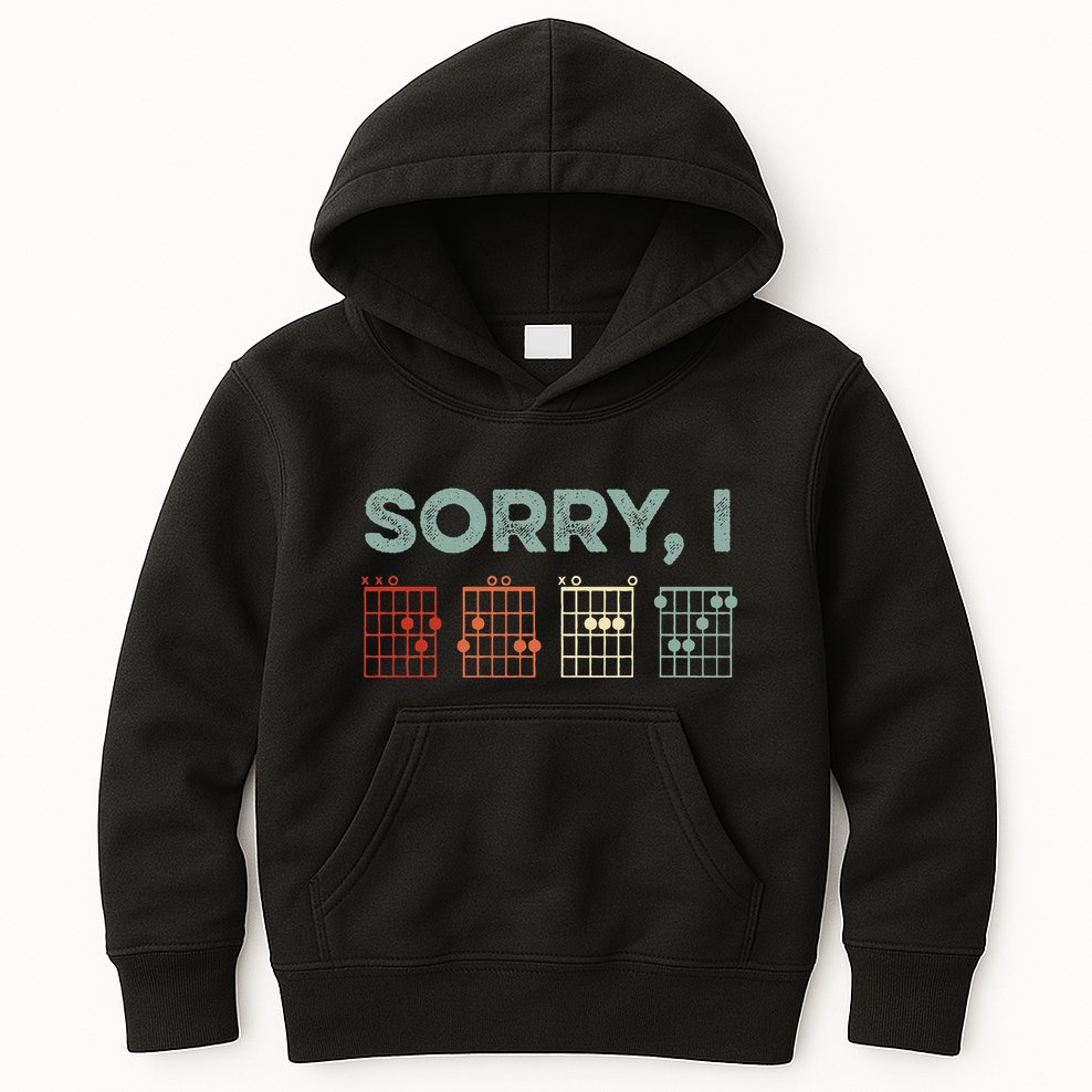 Sorry IDGAF Hidden Message Guitar Chords Music Note Kids Hoodie