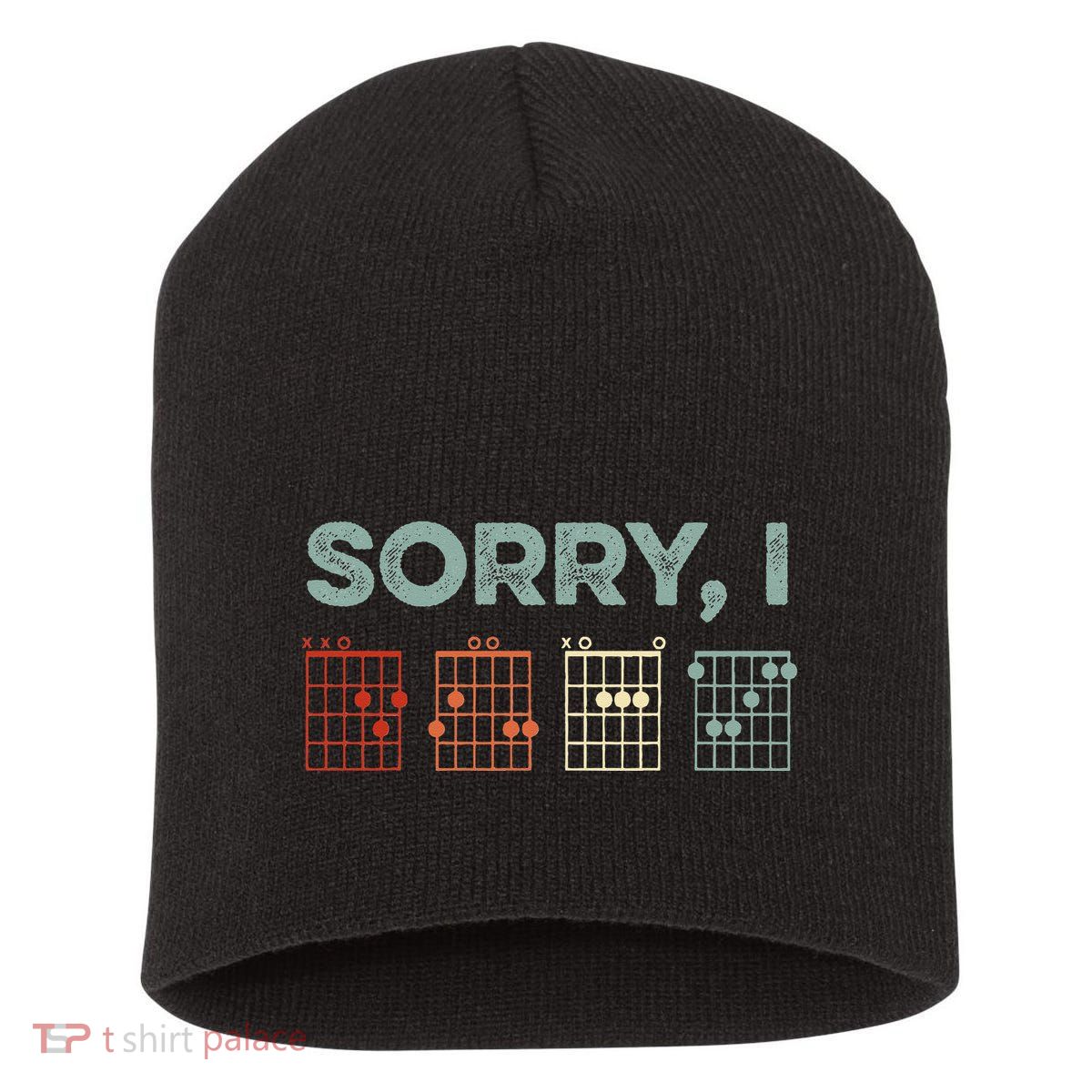 Sorry IDGAF Hidden Message Guitar Chords Music Note Short Acrylic Beanie