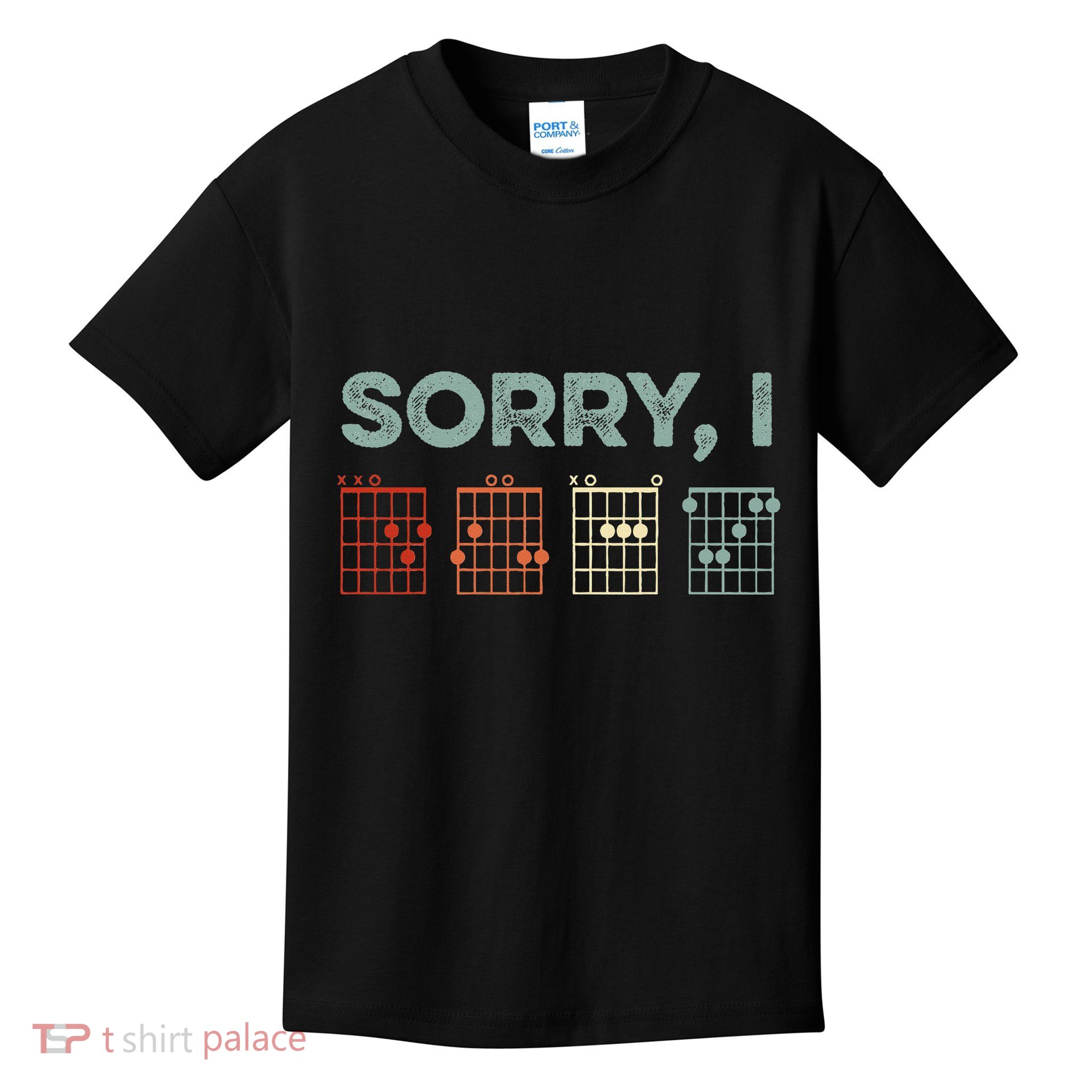 Sorry IDGAF Hidden Message Guitar Chords Music Note Kids T-Shirt