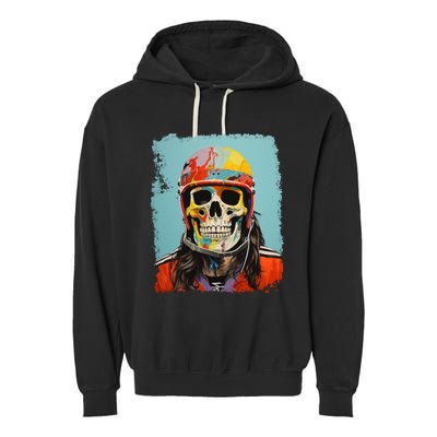 Skeleton Ice Hockey Great Gift Garment-Dyed Fleece Hoodie