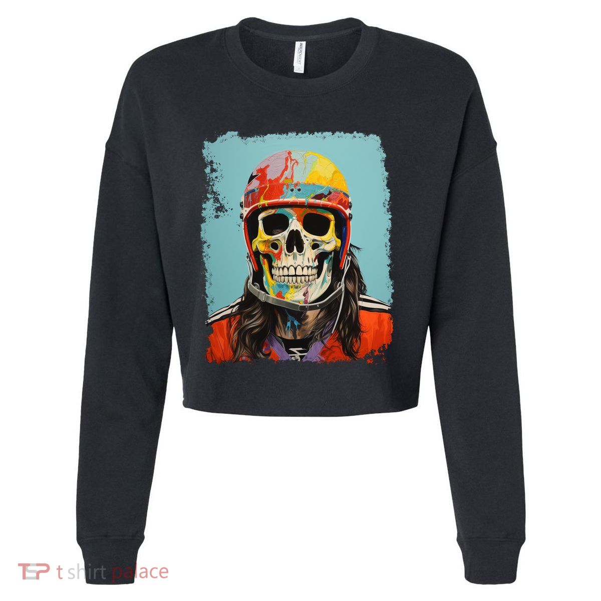 Skeleton Ice Hockey Great Gift Cropped Pullover Crew