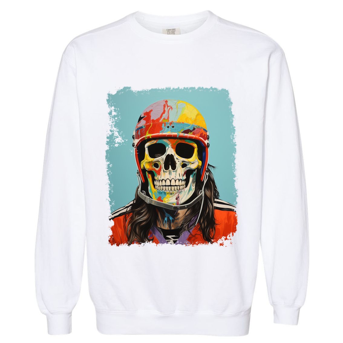 Skeleton Ice Hockey Great Gift Garment-Dyed Sweatshirt