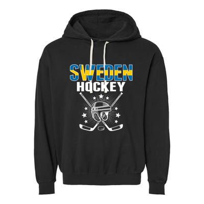 Sweden Ice Hockey Fans Jersey Support Swedish Hockey Team Funny Gift Garment-Dyed Fleece Hoodie