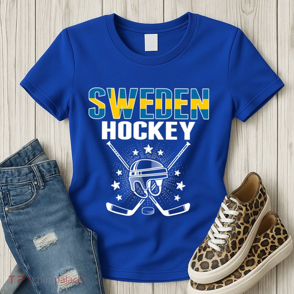Sweden Ice Hockey Fans Jersey Support Swedish Hockey Team Funny Gift Womens T-Shirt