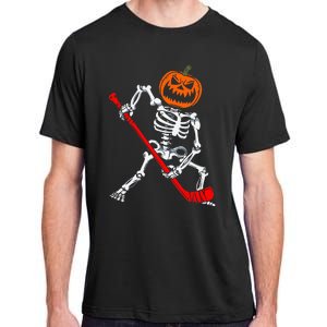 Skeleton Ice Hockey Halloween Pumpkin Hockey Adult ChromaSoft Performance T-Shirt