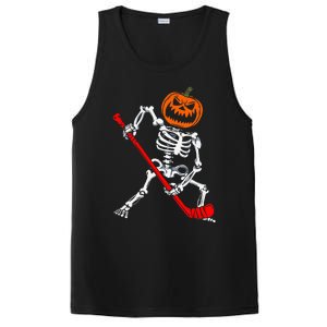 Skeleton Ice Hockey Halloween Pumpkin Hockey PosiCharge Competitor Tank