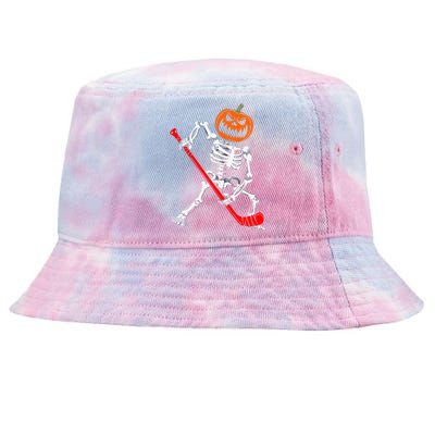 Skeleton Ice Hockey Halloween Pumpkin Hockey Tie-Dyed Bucket Hat