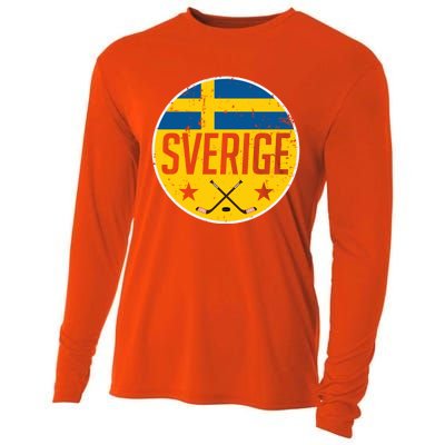 Sweden Ice Hockey Flag Jersey Supporter Sverige Fan Gift Meaningful Gift Cooling Performance Long Sleeve Crew