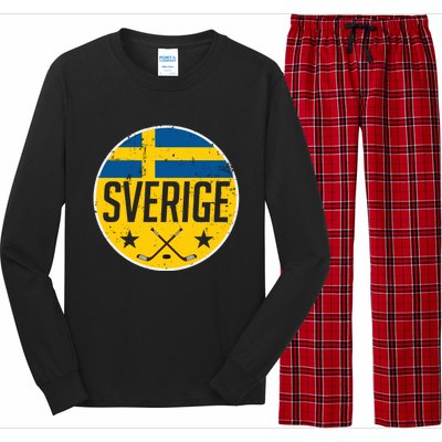 Sweden Ice Hockey Flag Jersey Supporter Sverige Fan Gift Meaningful Gift Long Sleeve Pajama Set