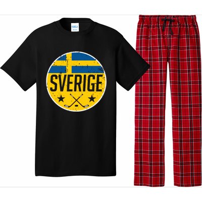 Sweden Ice Hockey Flag Jersey Supporter Sverige Fan Gift Meaningful Gift Pajama Set