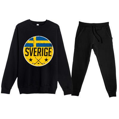 Sweden Ice Hockey Flag Jersey Supporter Sverige Fan Gift Meaningful Gift Premium Crewneck Sweatsuit Set