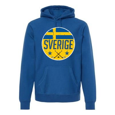 Sweden Ice Hockey Flag Jersey Supporter Sverige Fan Gift Meaningful Gift Premium Hoodie