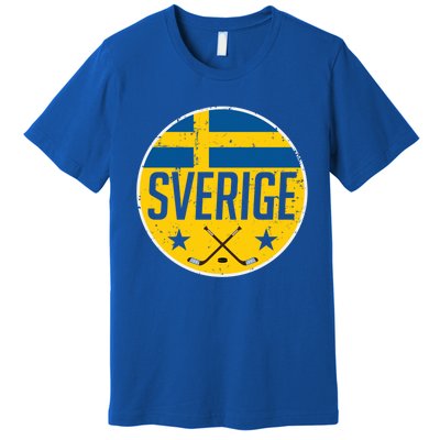 Sweden Ice Hockey Flag Jersey Supporter Sverige Fan Gift Meaningful Gift Premium T-Shirt