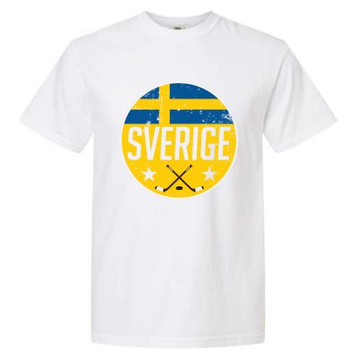 Sweden Ice Hockey Flag Jersey Supporter Sverige Fan Gift Meaningful Gift Garment-Dyed Heavyweight T-Shirt