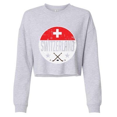 Switzerland Ice Hockey Flag Jersey Supporter Swiss Fan Cute Gift Cropped Pullover Crew