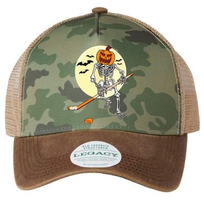 Skeleton Ice Hockey Halloween Cool Pumpkin Boy Legacy Tie Dye Trucker Hat