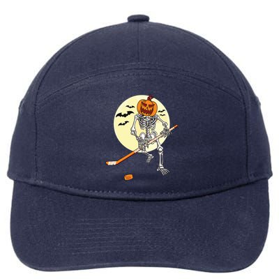 Skeleton Ice Hockey Halloween Cool Pumpkin Boy 7-Panel Snapback Hat