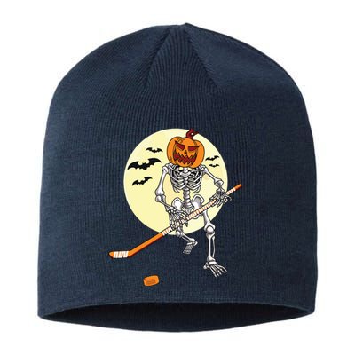 Skeleton Ice Hockey Halloween Cool Pumpkin Boy Sustainable Beanie