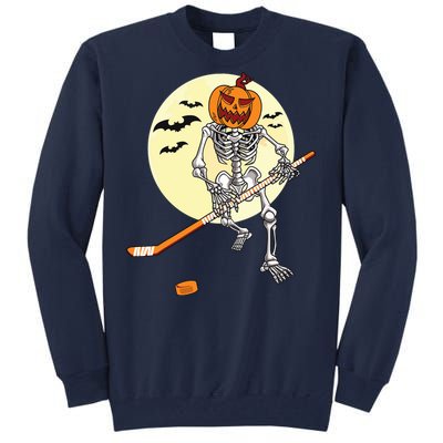 Skeleton Ice Hockey Halloween Cool Pumpkin Boy Tall Sweatshirt