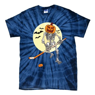 Skeleton Ice Hockey Halloween Cool Pumpkin Boy Tie-Dye T-Shirt