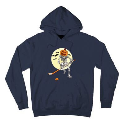 Skeleton Ice Hockey Halloween Cool Pumpkin Boy Tall Hoodie