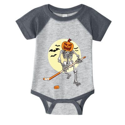 Skeleton Ice Hockey Halloween Cool Pumpkin Boy Infant Baby Jersey Bodysuit