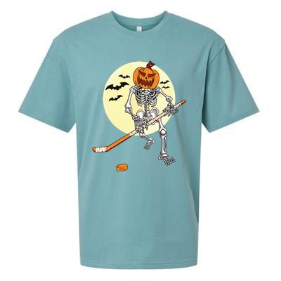 Skeleton Ice Hockey Halloween Cool Pumpkin Boy Sueded Cloud Jersey T-Shirt