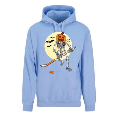 Skeleton Ice Hockey Halloween Cool Pumpkin Boy Unisex Surf Hoodie