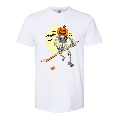 Skeleton Ice Hockey Halloween Cool Pumpkin Boy Softstyle CVC T-Shirt