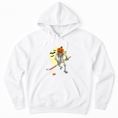 Skeleton Ice Hockey Halloween Cool Pumpkin Boy Hoodie