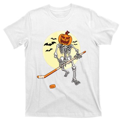 Skeleton Ice Hockey Halloween Cool Pumpkin Boy T-Shirt