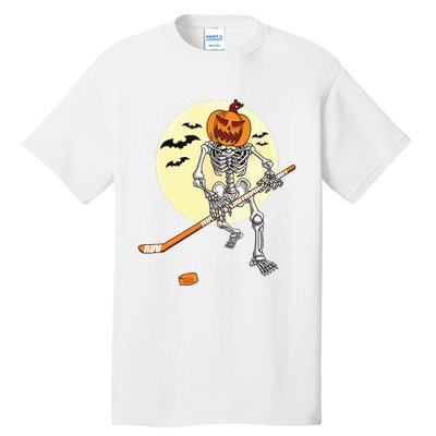 Skeleton Ice Hockey Halloween Cool Pumpkin Boy Tall T-Shirt