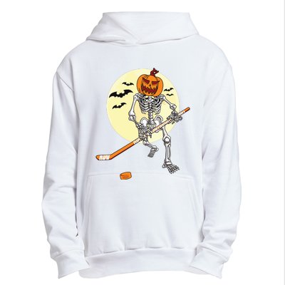 Skeleton Ice Hockey Halloween Cool Pumpkin Boy Urban Pullover Hoodie