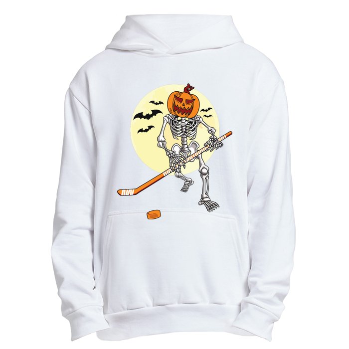 Skeleton Ice Hockey Halloween Cool Pumpkin Boy Urban Pullover Hoodie