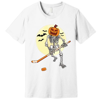 Skeleton Ice Hockey Halloween Cool Pumpkin Boy Premium T-Shirt