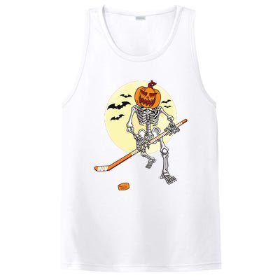 Skeleton Ice Hockey Halloween Cool Pumpkin Boy PosiCharge Competitor Tank