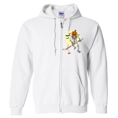 Skeleton Ice Hockey Halloween Cool Pumpkin Boy Full Zip Hoodie