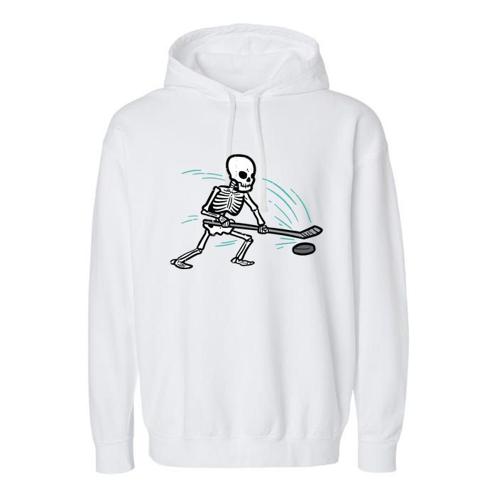 Skeleton Ice Hockey Halloween Costume Boy Garment-Dyed Fleece Hoodie