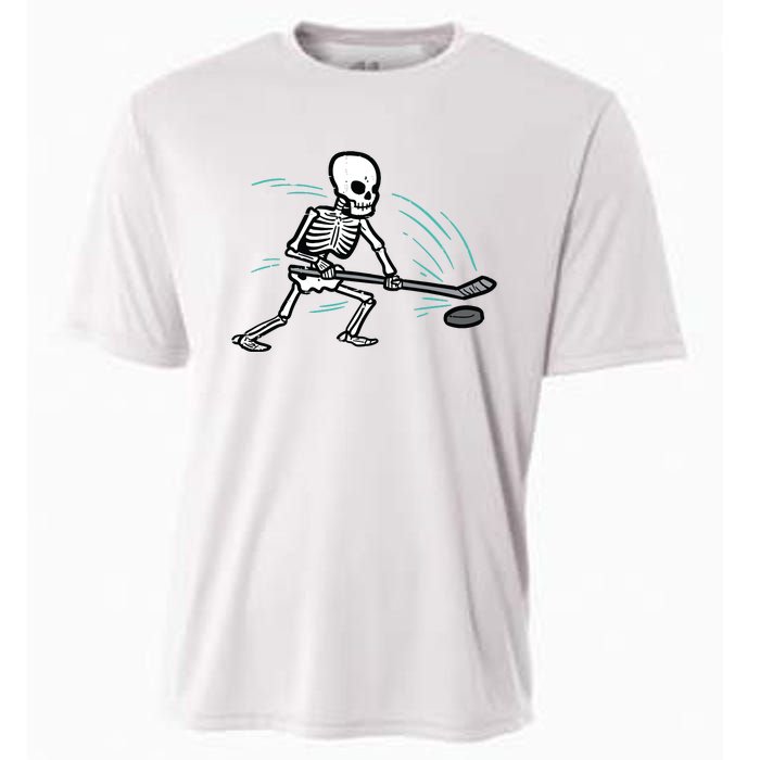 Skeleton Ice Hockey Halloween Costume Boy Cooling Performance Crew T-Shirt