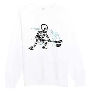 Skeleton Ice Hockey Halloween Costume Boy Premium Crewneck Sweatshirt