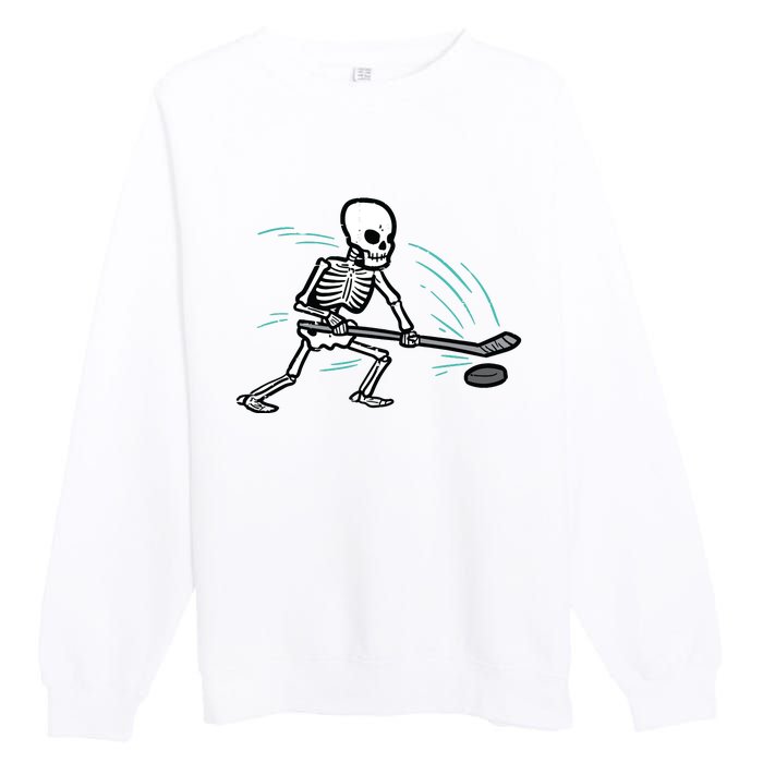 Skeleton Ice Hockey Halloween Costume Boy Premium Crewneck Sweatshirt