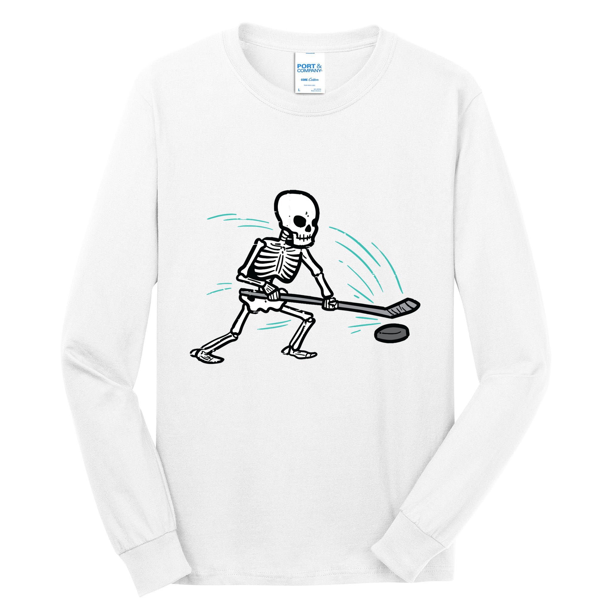 Skeleton Ice Hockey Halloween Costume Boy Tall Long Sleeve T-Shirt