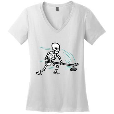 Skeleton Ice Hockey Halloween Costume Boy Women's V-Neck T-Shirt