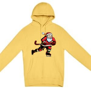 Santa Ice Hockey Lover Player Christmas Gift Premium Pullover Hoodie