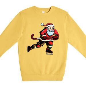 Santa Ice Hockey Lover Player Christmas Gift Premium Crewneck Sweatshirt