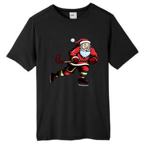 Santa Ice Hockey Lover Player Christmas Gift Tall Fusion ChromaSoft Performance T-Shirt