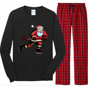 Santa Ice Hockey Lover Player Christmas Gift Long Sleeve Pajama Set