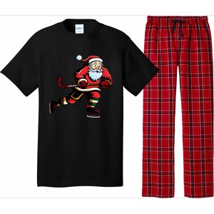 Santa Ice Hockey Lover Player Christmas Gift Pajama Set